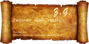 Zwirner Gyöngyi névjegykártya